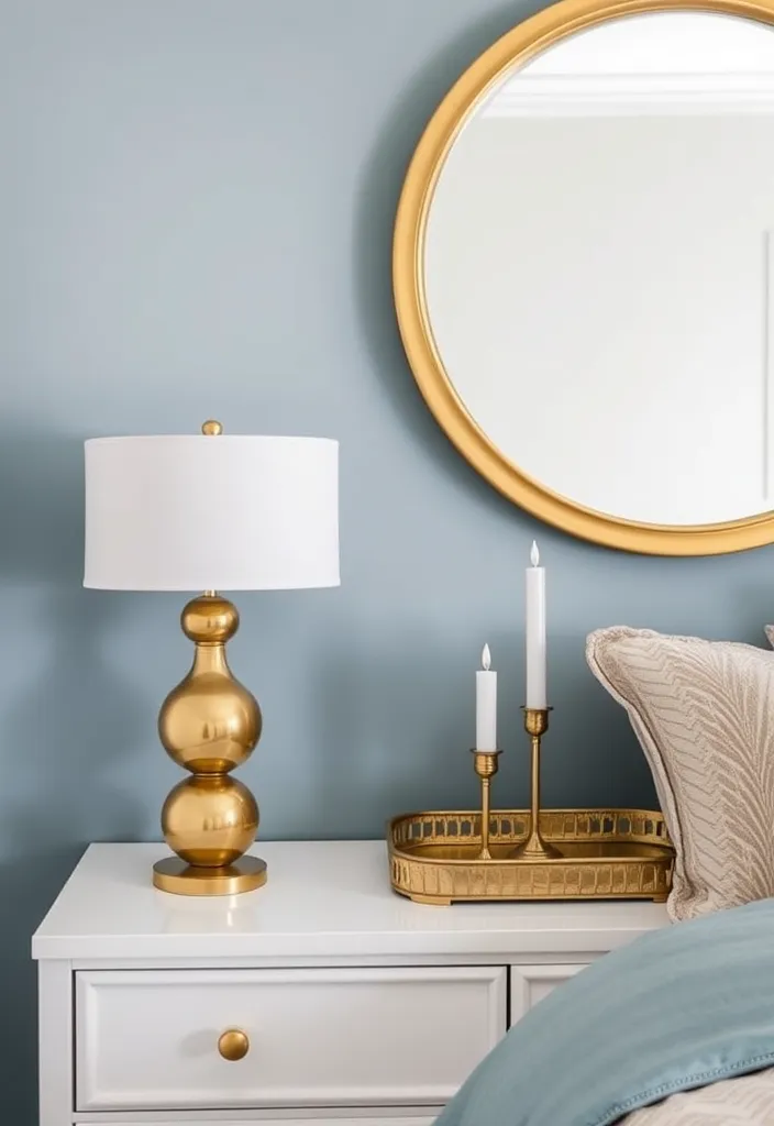 23 Blue and Gold Bedroom Ideas That'll Make You Dream of Sleeping In! - 3. Opulent Gold Accents