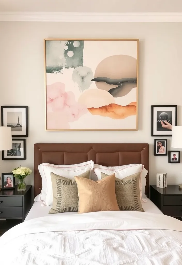 23 Comfy Bedroom Aesthetic Ideas That'll Make You Want to Curl Up and Stay! - 6. Statement Wall Art