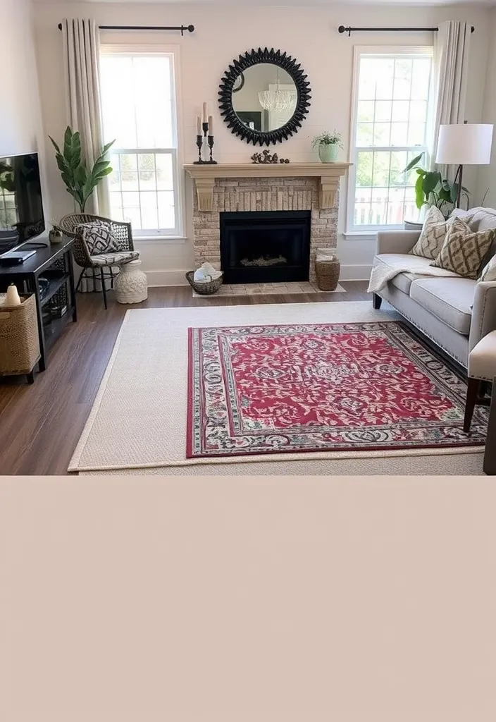 23 Cozy Moody Living Room Ideas That'll Make You Want to Snuggle Up! - 12. Layered Rugs