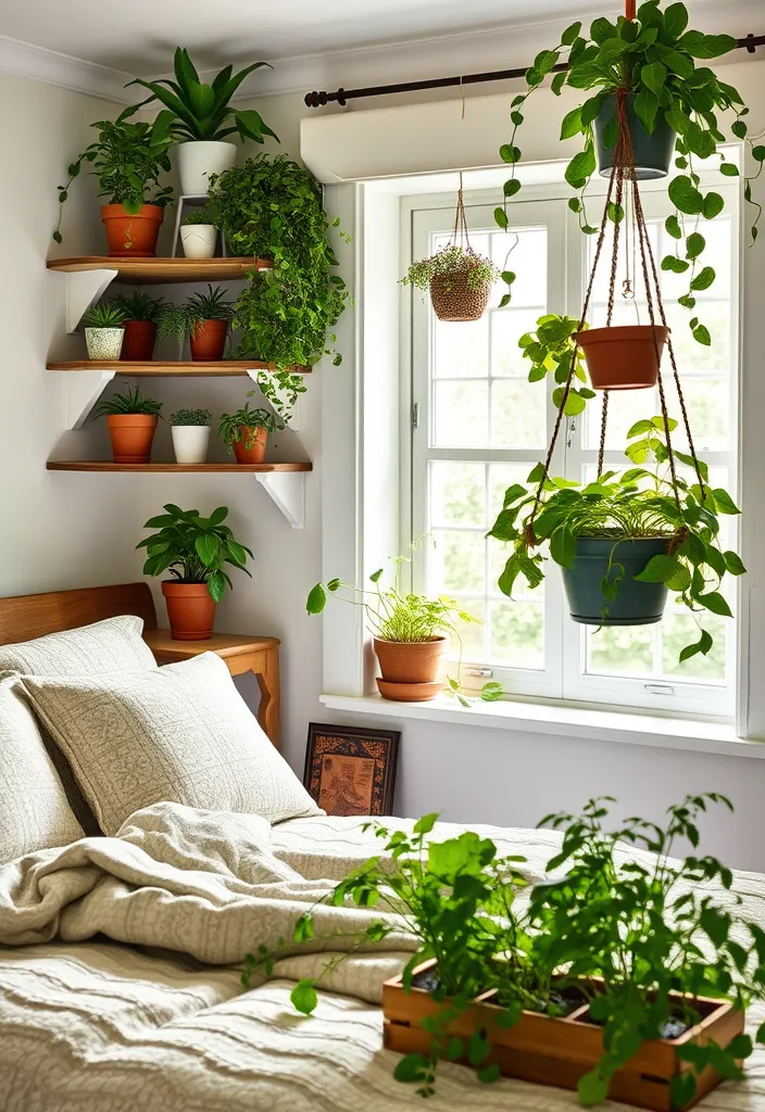 23 Enchanting Cottage Bedroom Ideas for a Dark and Cozy Escape (#5 Is a Must-See!) - 11. Plant Life