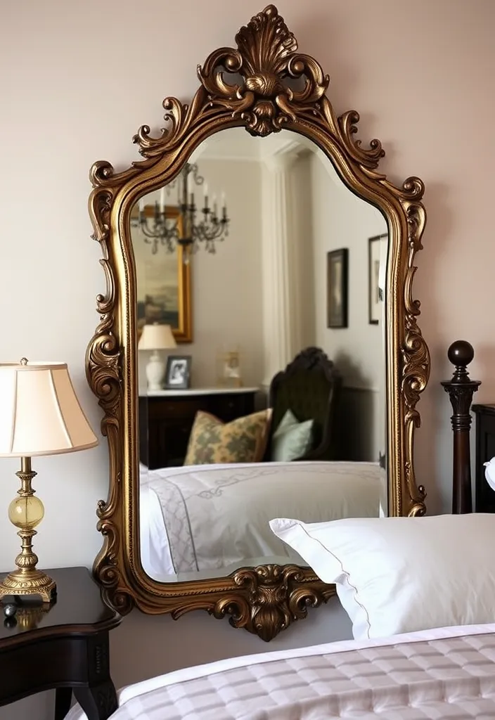 23 Enchanting Cottage Bedroom Ideas for a Dark and Cozy Escape (#5 Is a Must-See!) - 13. Antique Mirrors