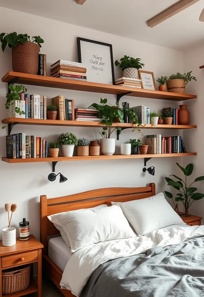 23 Enchanting Cottage Bedroom Ideas for a Dark and Cozy Escape (#5 Is a Must-See!) - 15. Open Shelving