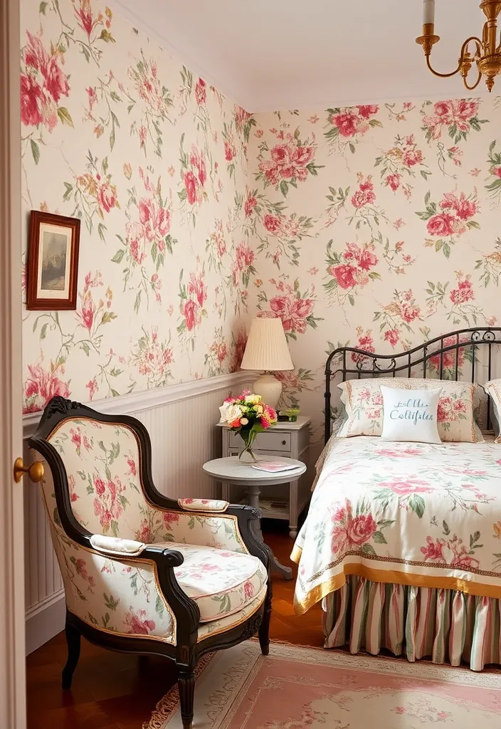 23 Enchanting Cottage Bedroom Ideas for a Dark and Cozy Escape (#5 Is a Must-See!) - 2. Vintage Floral Patterns