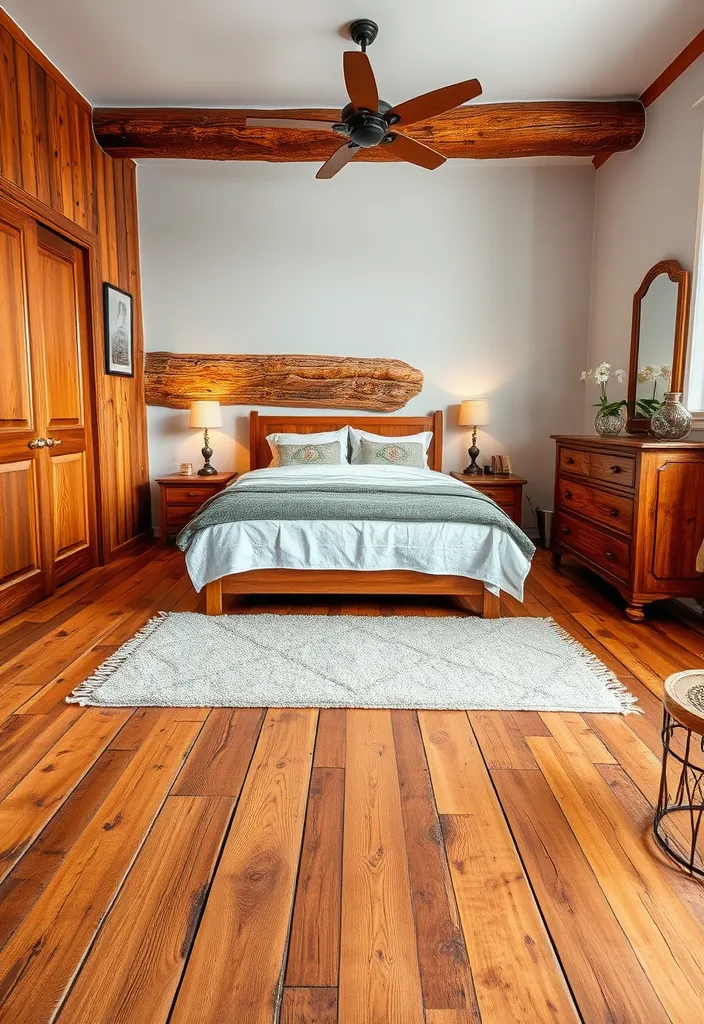 23 Enchanting Cottage Bedroom Ideas for a Dark and Cozy Escape (#5 Is a Must-See!) - 7. Rustic Wood Floors