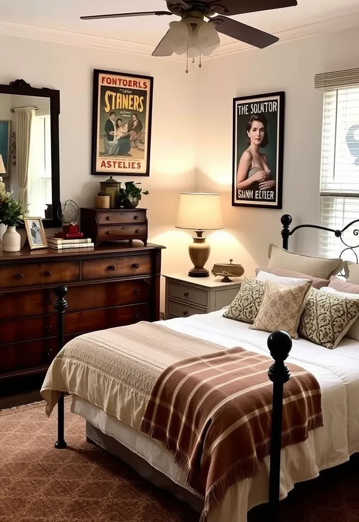 23 Enchanting Cottage Bedroom Ideas for a Dark and Cozy Escape (#5 Is a Must-See!) - 9. Vintage Accents