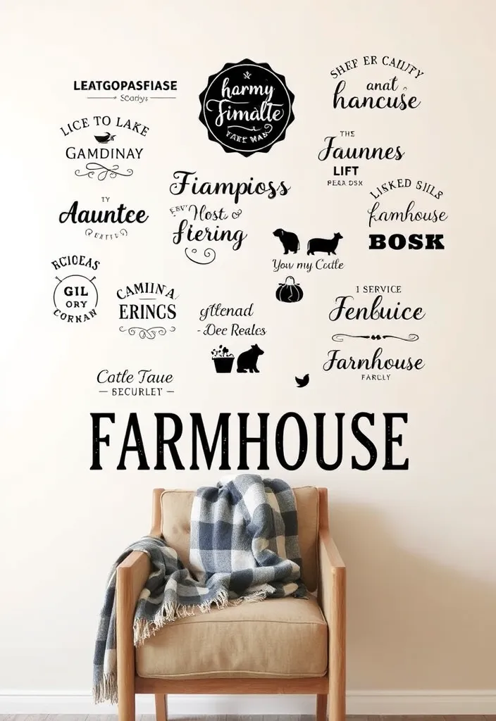 23 Farmhouse Living Room Wall Decor Ideas That'll Transform Your Space! - 17. Farmhouse-Themed Wall Decals