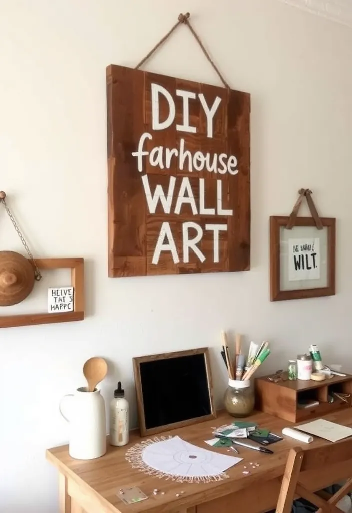 23 Farmhouse Living Room Wall Decor Ideas That'll Transform Your Space! - 21. DIY Farmhouse Wall Art