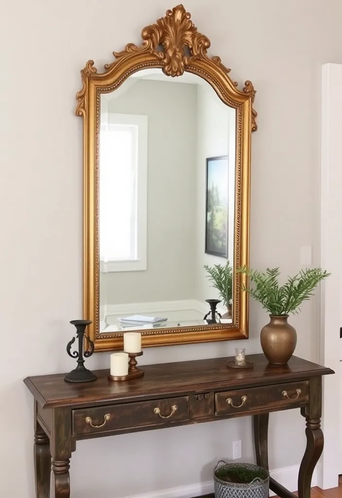 23 Farmhouse Living Room Wall Decor Ideas That'll Transform Your Space! - 6. Antique Mirrors