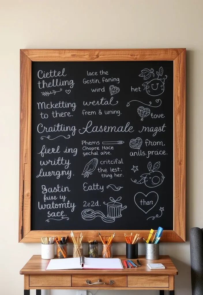 23 Farmhouse Living Room Wall Decor Ideas That'll Transform Your Space! - 8. Chalkboard Walls