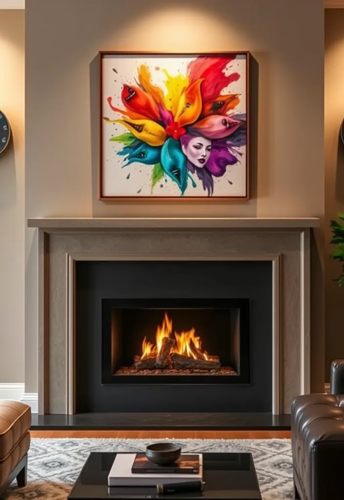 23 Living Room Fireplace Ideas That'll Make You Want to Cozy Up Right Now! - 12. Fireplace with Art Display