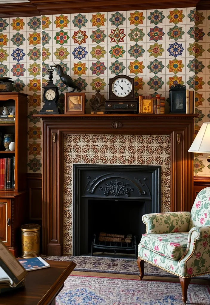 23 Living Room Fireplace Ideas That'll Make You Want to Cozy Up Right Now! - 3. Vintage Fireplace with Tiles