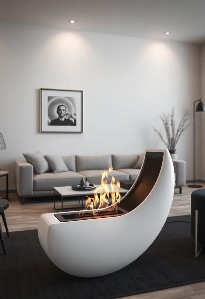 23 Living Room Fireplace Ideas That'll Make You Want to Cozy Up Right Now! - 4. Modern Bioethanol Fireplace