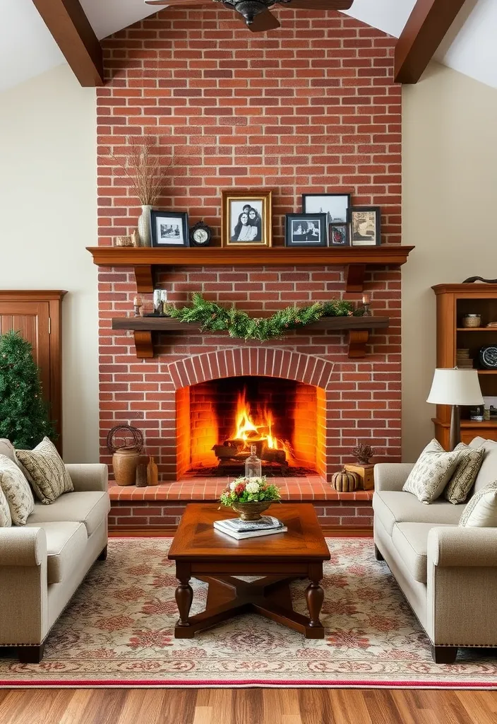 23 Living Room Fireplace Ideas That'll Make You Want to Cozy Up Right Now! - 5. Traditional Wood-Burning Fireplace