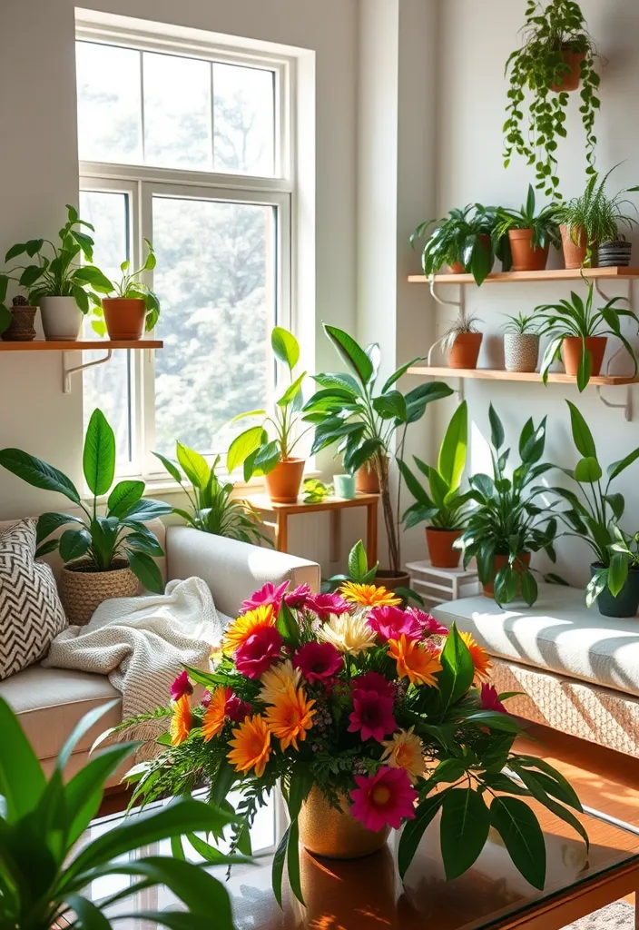 23 Modern French Country Living Room Ideas That'll Make You Want to Redecorate! - 11. Greenery and Floral Arrangements