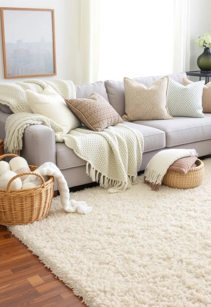 23 Modern French Country Living Room Ideas That'll Make You Want to Redecorate! - 3. Cozy Textiles