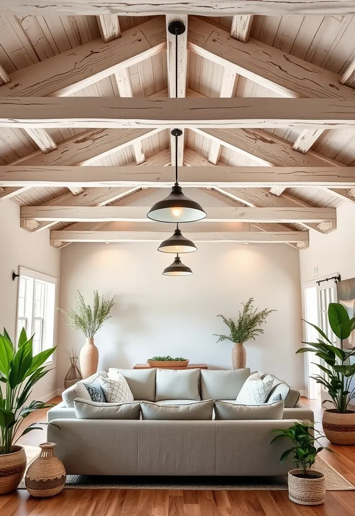 23 Modern French Country Living Room Ideas That'll Make You Want to Redecorate! - 4. Rustic Beams