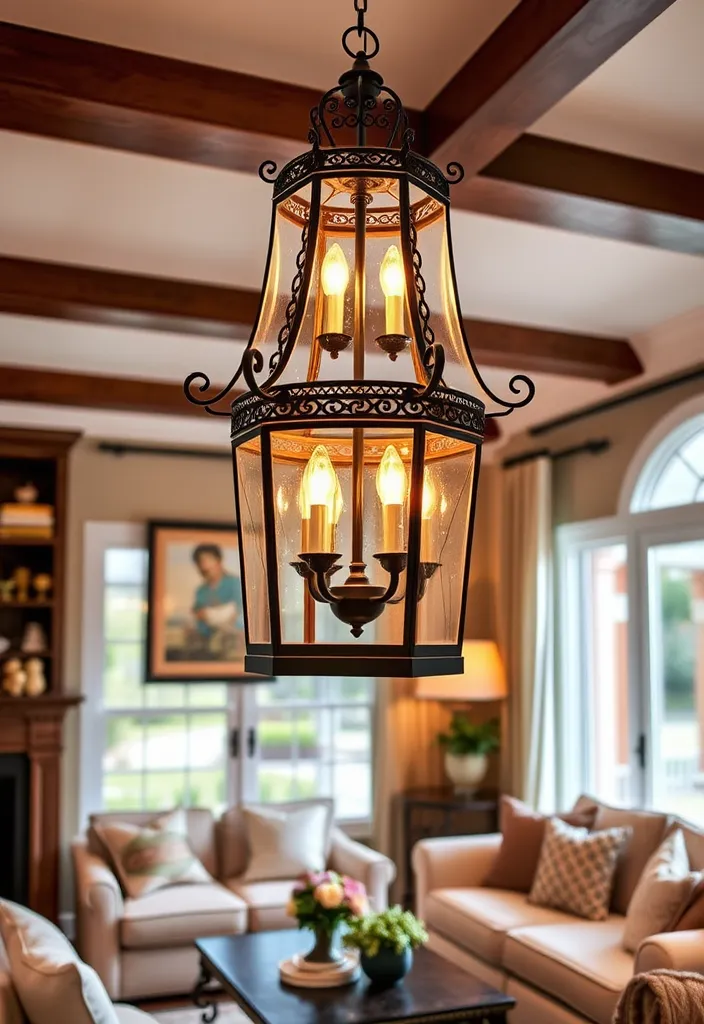 23 Stunning Chandeliers for Living Room Ideas That Will Dazzle Your Guests! - 15. Timeless Lantern Styles