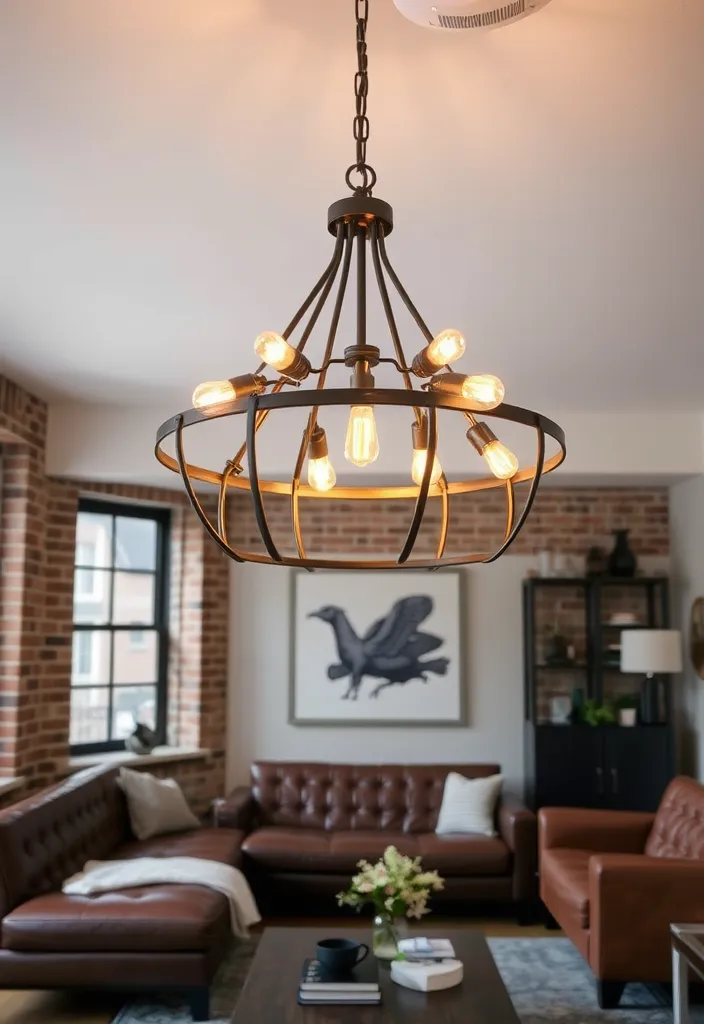 23 Stunning Chandeliers for Living Room Ideas That Will Dazzle Your Guests! - 3. Industrial Chic with Metal Fixtures