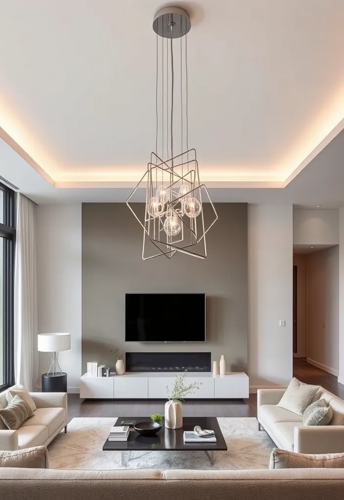 23 Stunning Chandeliers for Living Room Ideas That Will Dazzle Your Guests! - 4. Modern Minimalism