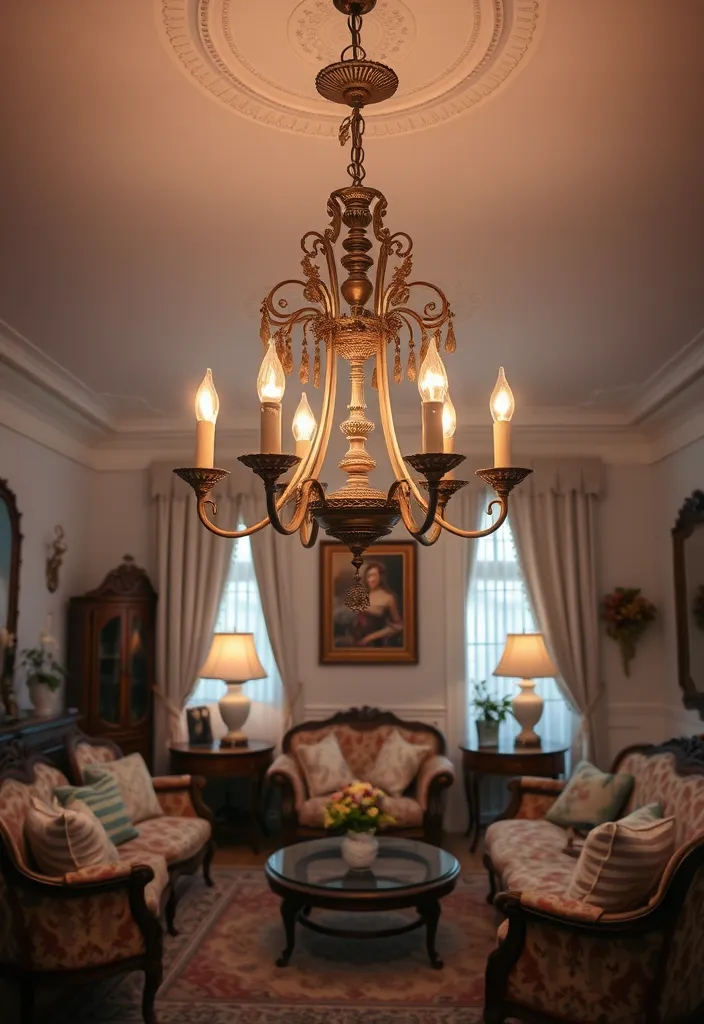 23 Stunning Chandeliers for Living Room Ideas That Will Dazzle Your Guests! - 5. Vintage Glamour