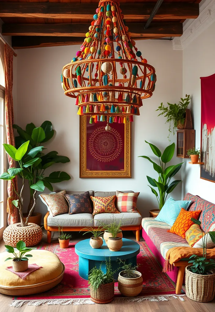 23 Stunning Chandeliers for Living Room Ideas That Will Dazzle Your Guests! - 6. Bohemian Vibes