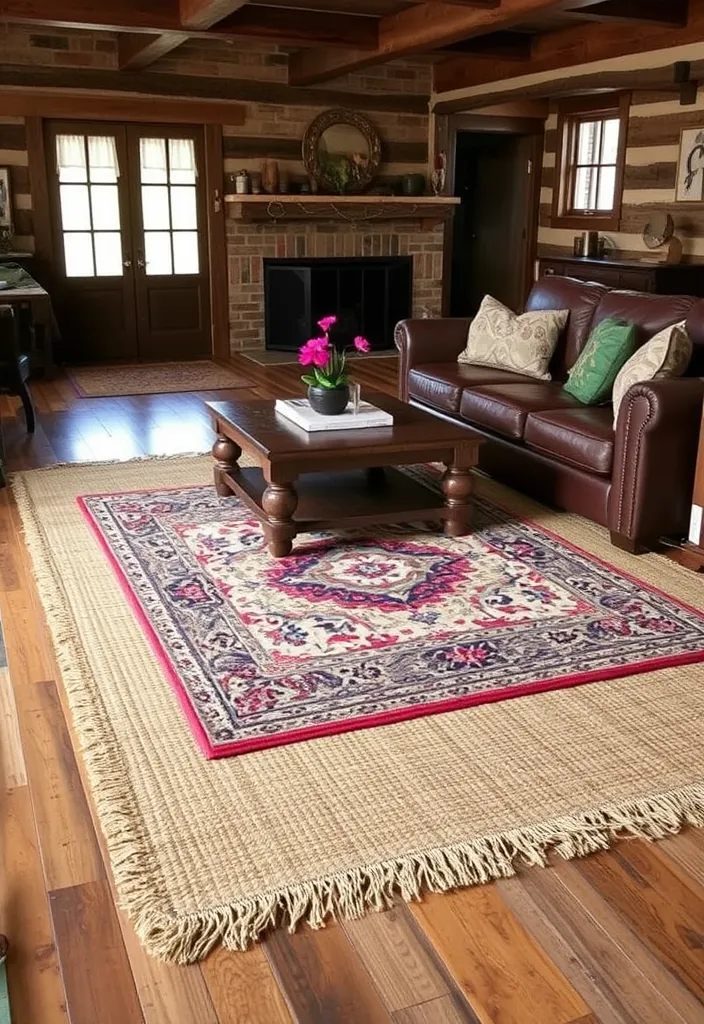 23 Western Living Room Ranch Style Ideas That'll Make You Want to Kick Up Your Boots! - 10. Layered Rugs for Texture