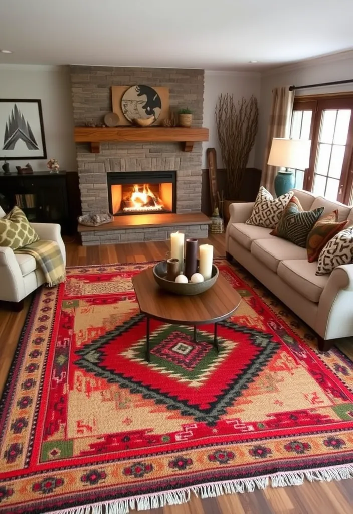 23 Western Living Room Ranch Style Ideas That'll Make You Want to Kick Up Your Boots! - 3. Bold Textiles with Western Patterns