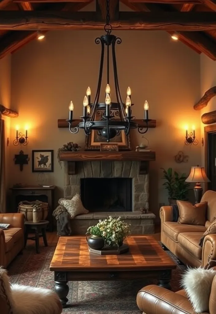 23 Western Living Room Ranch Style Ideas That'll Make You Want to Kick Up Your Boots! - 7. Rustic Lighting Fixtures
