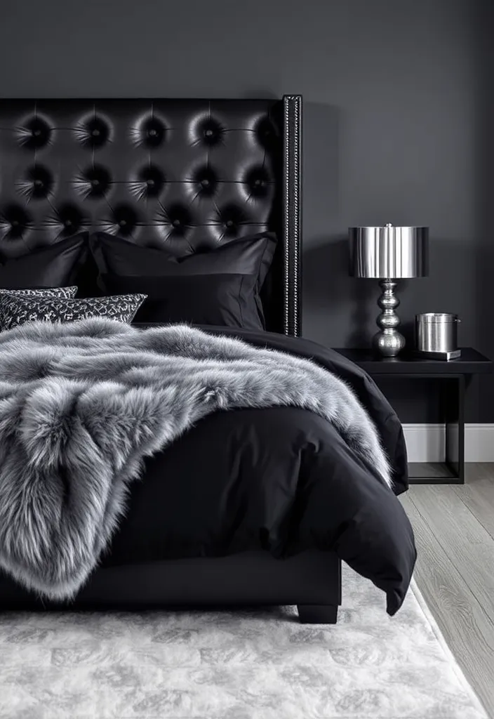 24 Black Bedroom Aesthetic Ideas That'll Transform Your Space Into a Dreamy Retreat! - 1. Monochrome Magic