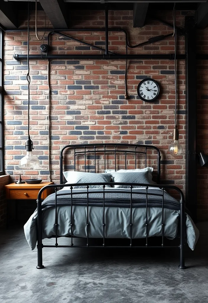 24 Black Bedroom Aesthetic Ideas That'll Transform Your Space Into a Dreamy Retreat! - 3. Industrial Edge