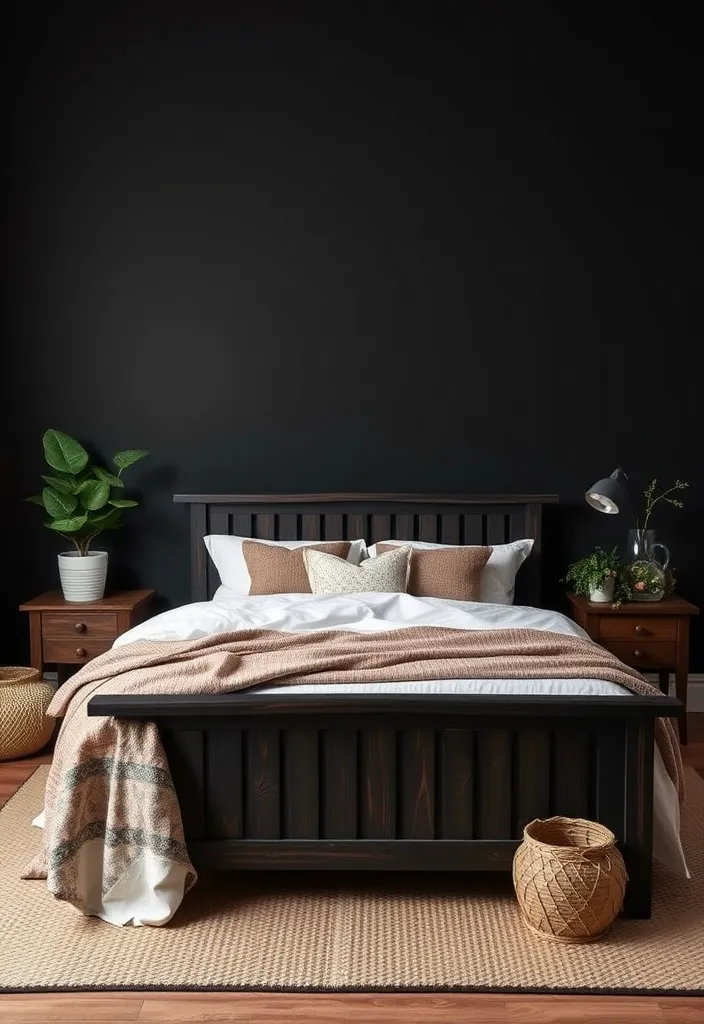24 Black Bedroom Aesthetic Ideas That'll Transform Your Space Into a Dreamy Retreat! - 9. Nature-Inspired Black