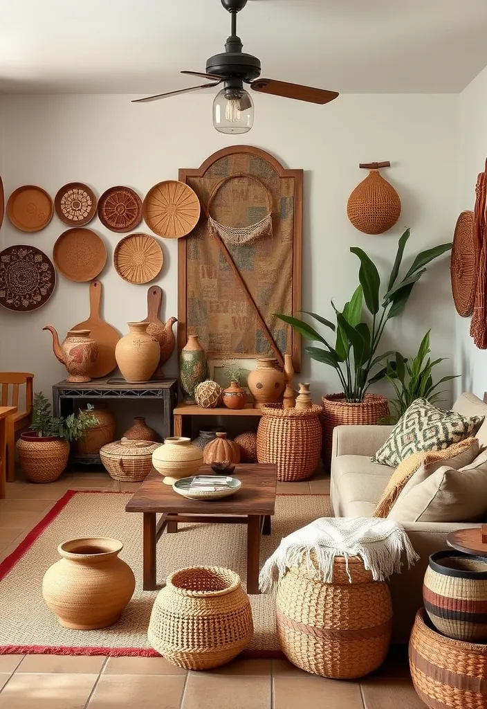 24 Comfy Living Room Ideas That'll Make You Want to Snuggle Up Right Now! - 15. Artisanal Decor