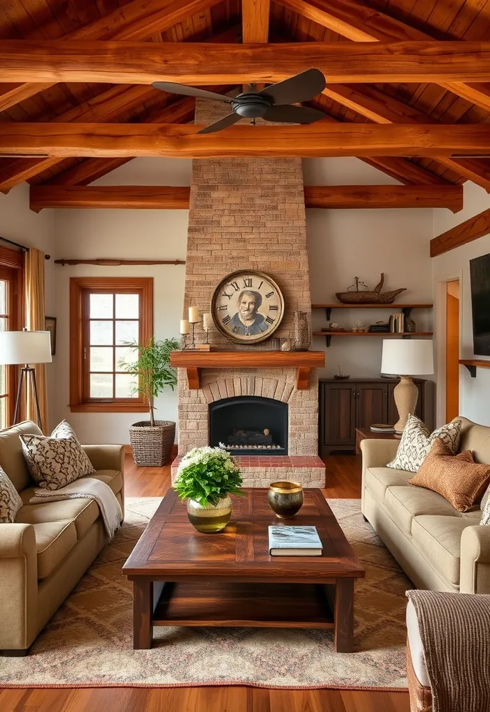 24 Comfy Living Room Ideas That'll Make You Want to Snuggle Up Right Now! - 17. Warm Wood Accents