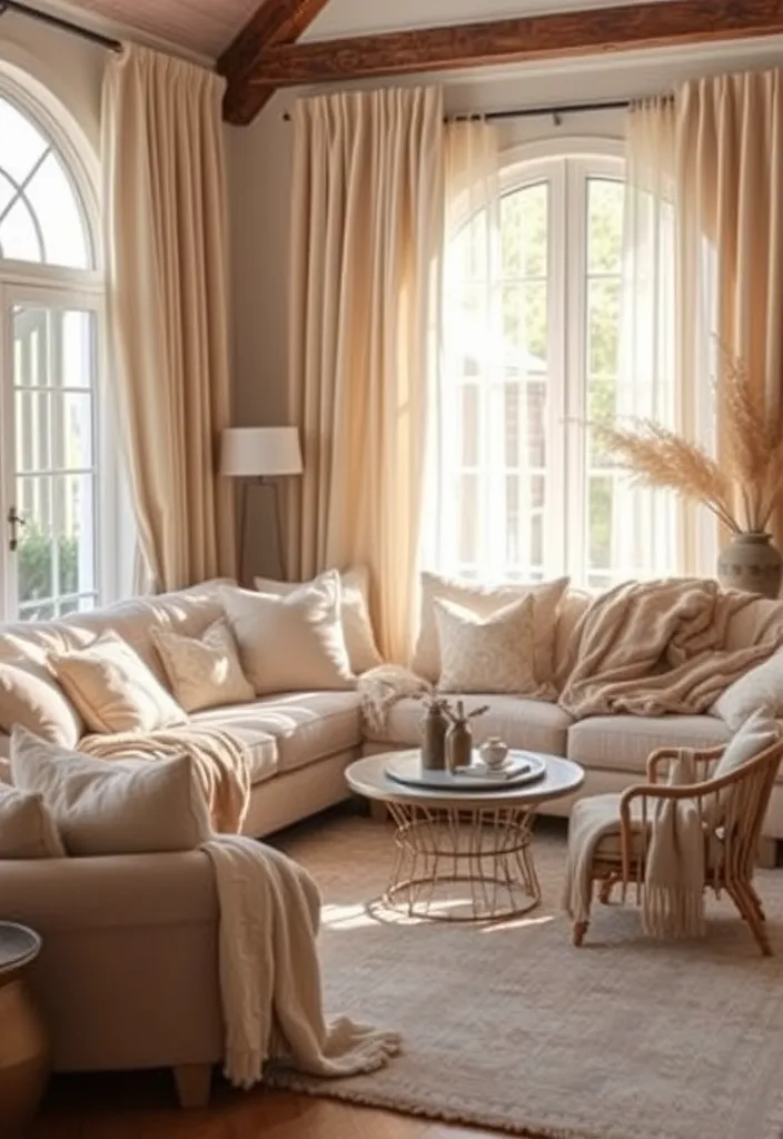 24 Comfy Living Room Ideas That'll Make You Want to Snuggle Up Right Now! - 22. Soft, Natural Fabrics