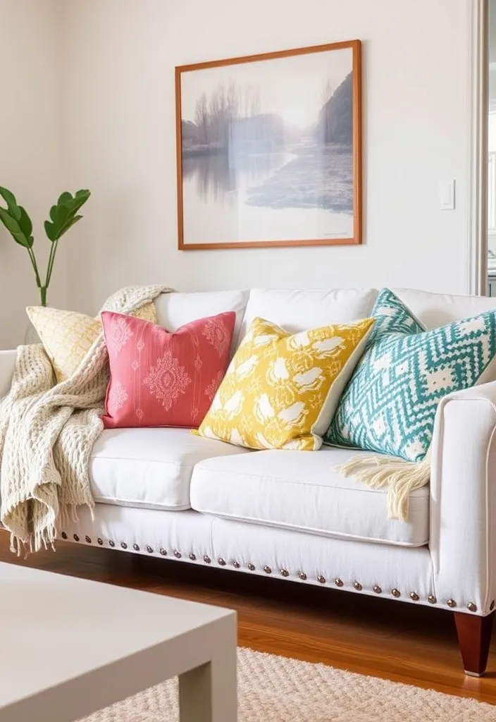 24 Comfy Living Room Ideas That'll Make You Want to Snuggle Up Right Now! - 8. Comfy Throws and Pillows