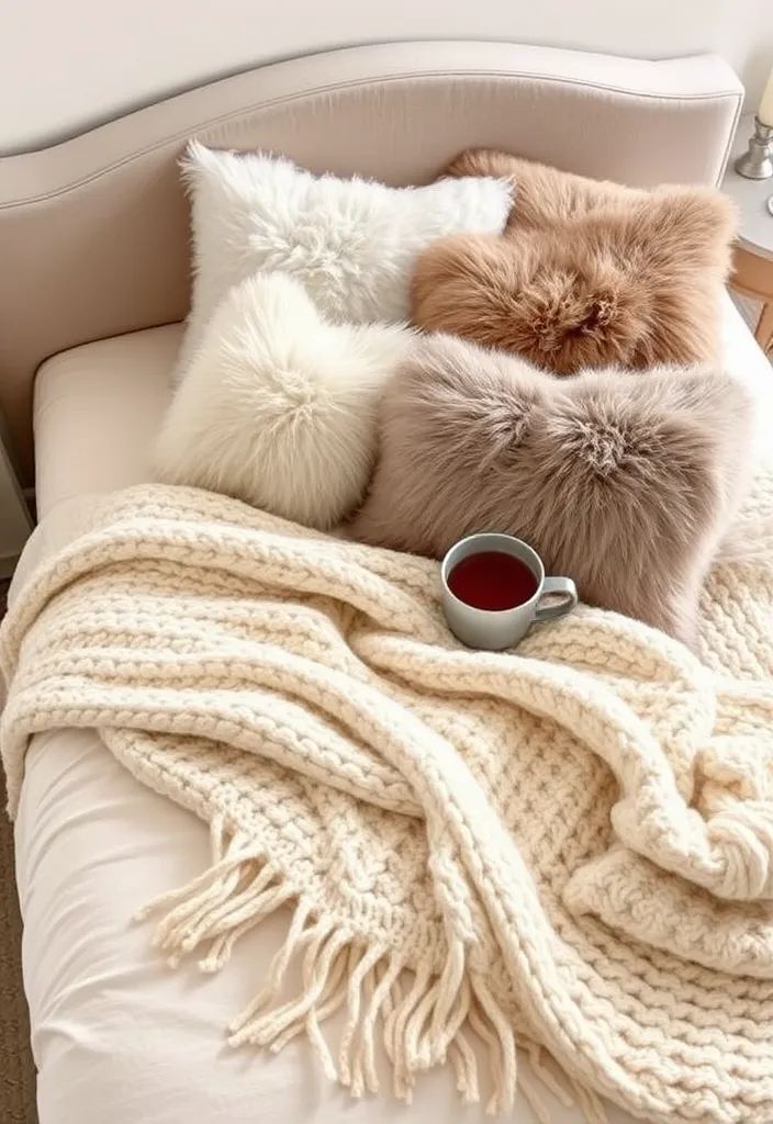 24 Cozy Apartment Bedroom Ideas That'll Make You Want to Snuggle Right In! - 1. Layered Textures for Maximum Comfort