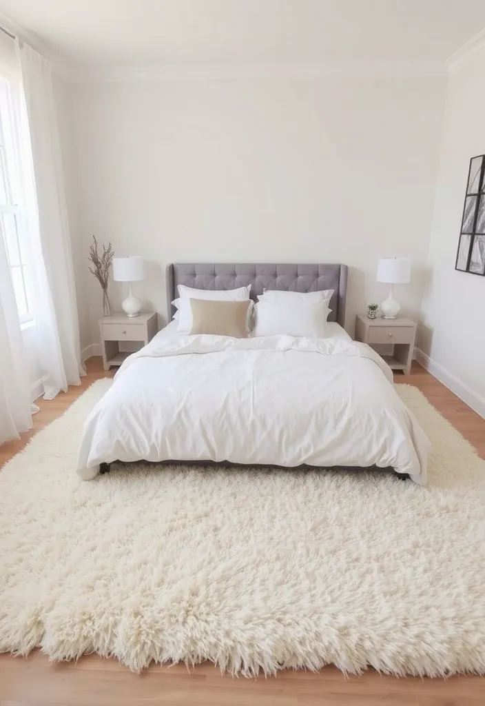 24 Cozy Apartment Bedroom Ideas That'll Make You Want to Snuggle Right In! - 6. Soft Rugs Underfoot