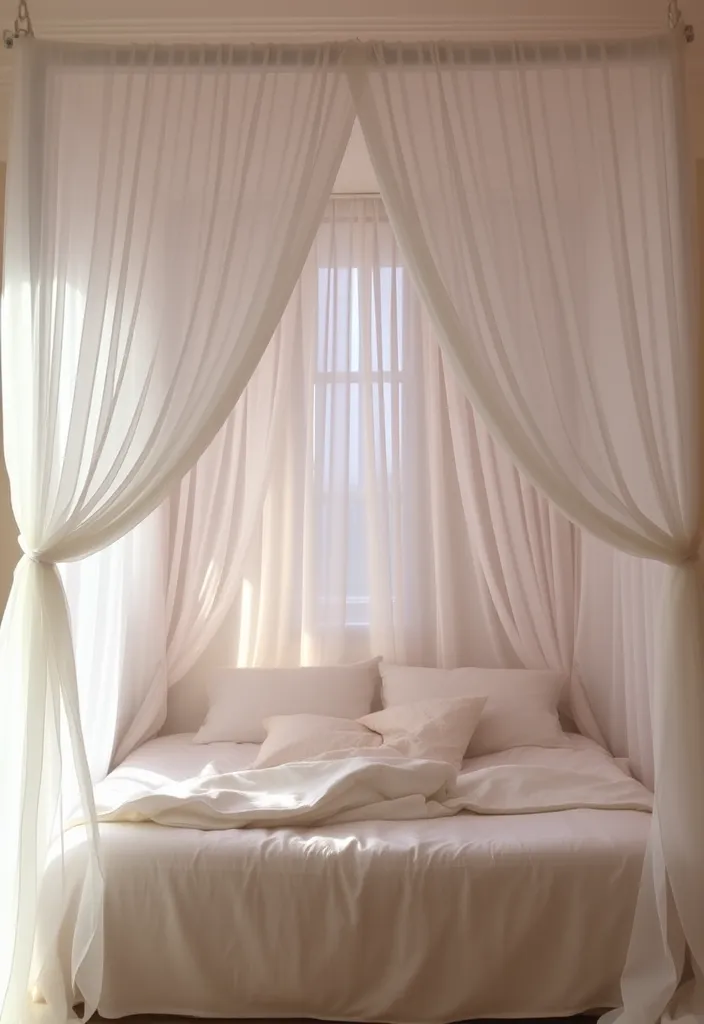 24 Cozy Apartment Bedroom Ideas That'll Make You Want to Snuggle Right In! - 7. Canopy Bed Charm