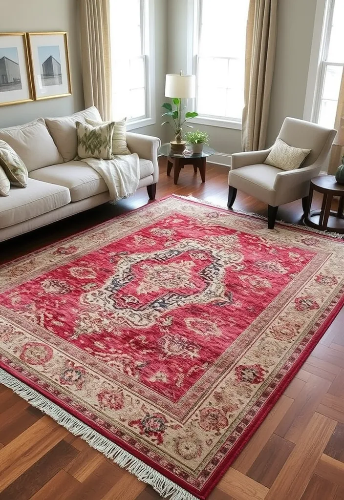 24 Cozy Living Room Design Ideas That Will Warm Your Heart! - 8. Layered Rugs for Added Warmth