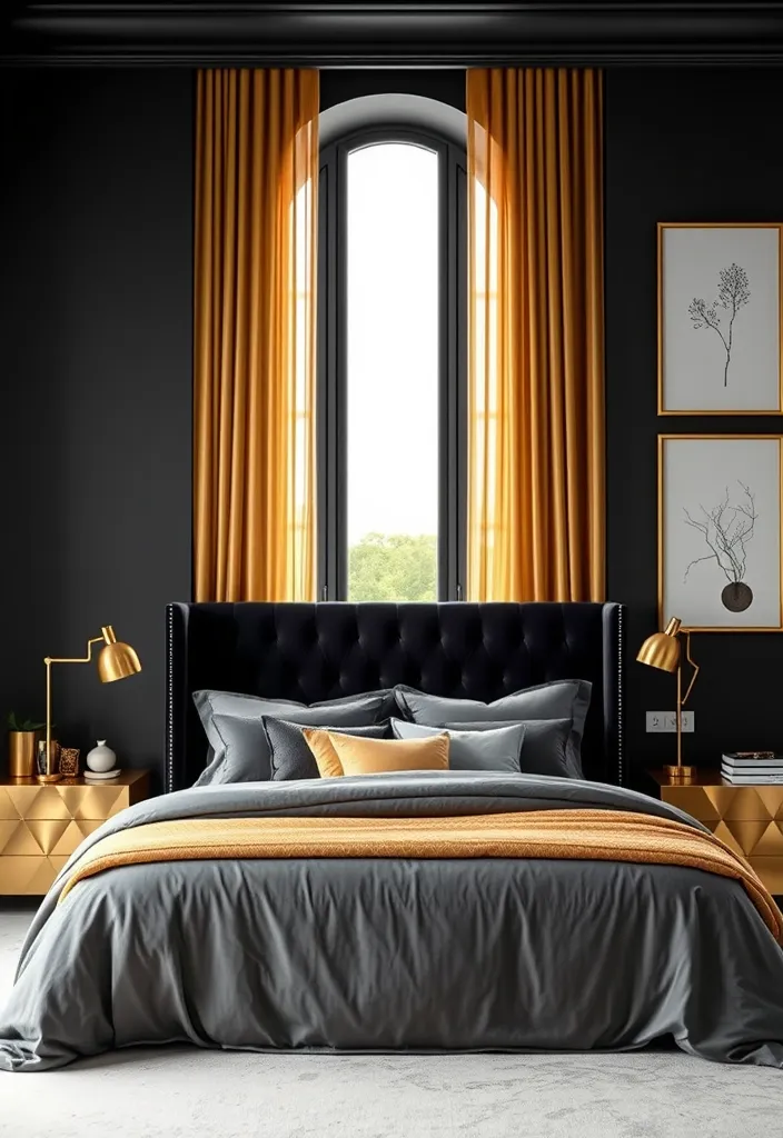24 Dark Elegant Bedroom Ideas That'll Transform Your Space into a Luxurious Retreat! - 1. Opulent Black Velvet Accents