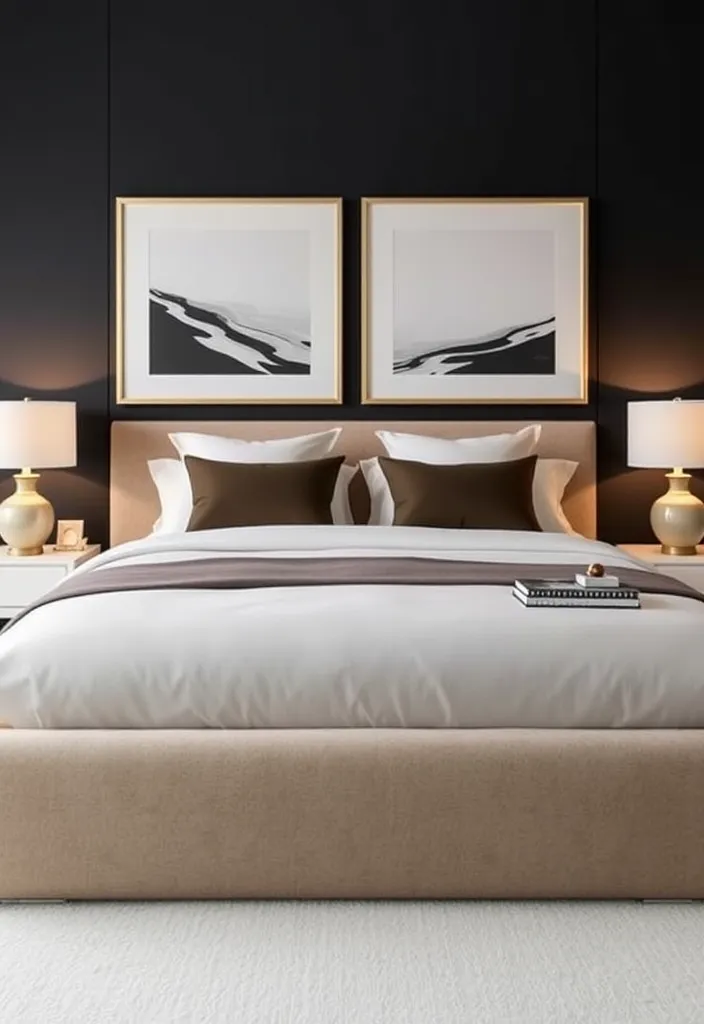 24 Dark Elegant Bedroom Ideas That'll Transform Your Space into a Luxurious Retreat! - 12. Minimalist Nightstands