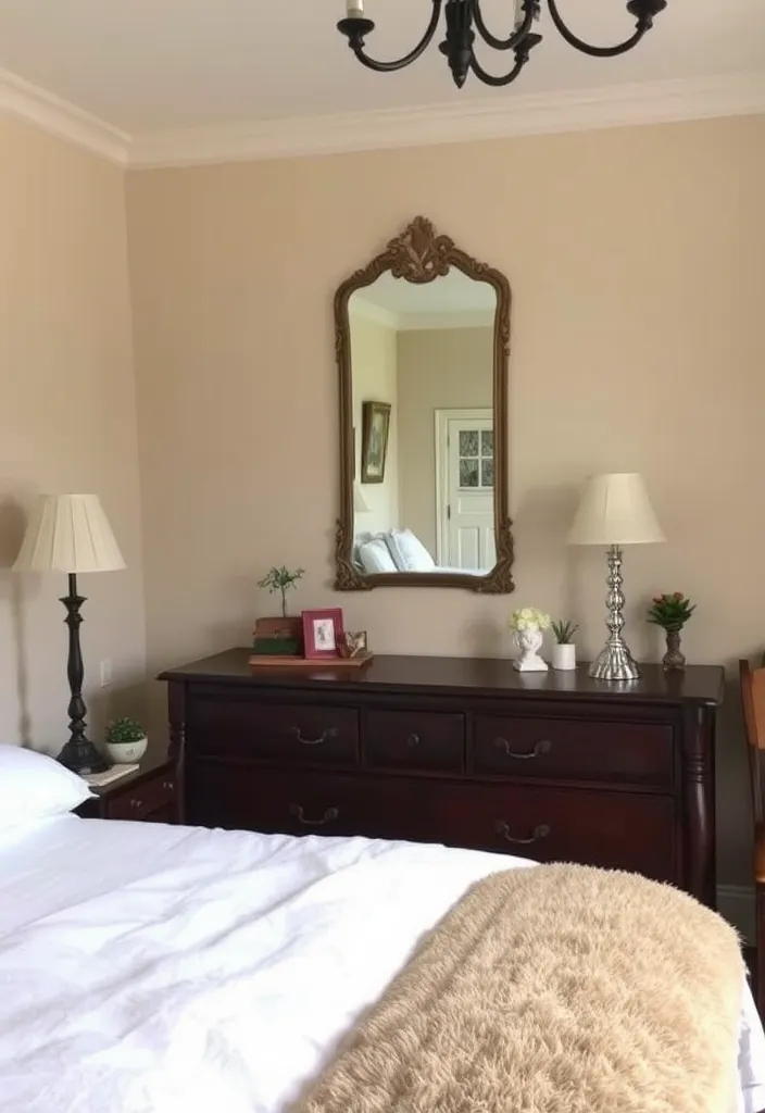 24 Dark Elegant Bedroom Ideas That'll Transform Your Space into a Luxurious Retreat! - 14. Vintage Charm