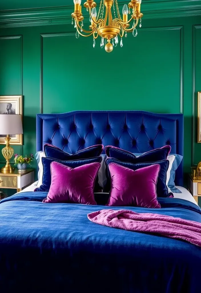 24 Dark Elegant Bedroom Ideas That'll Transform Your Space into a Luxurious Retreat! - 2. Jewel Tones for a Regal Touch
