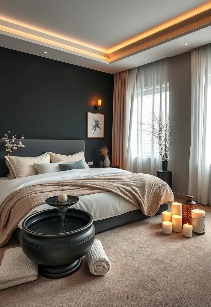 24 Dark Elegant Bedroom Ideas That'll Transform Your Space into a Luxurious Retreat! - 21. Serene Spa-Like Vibes