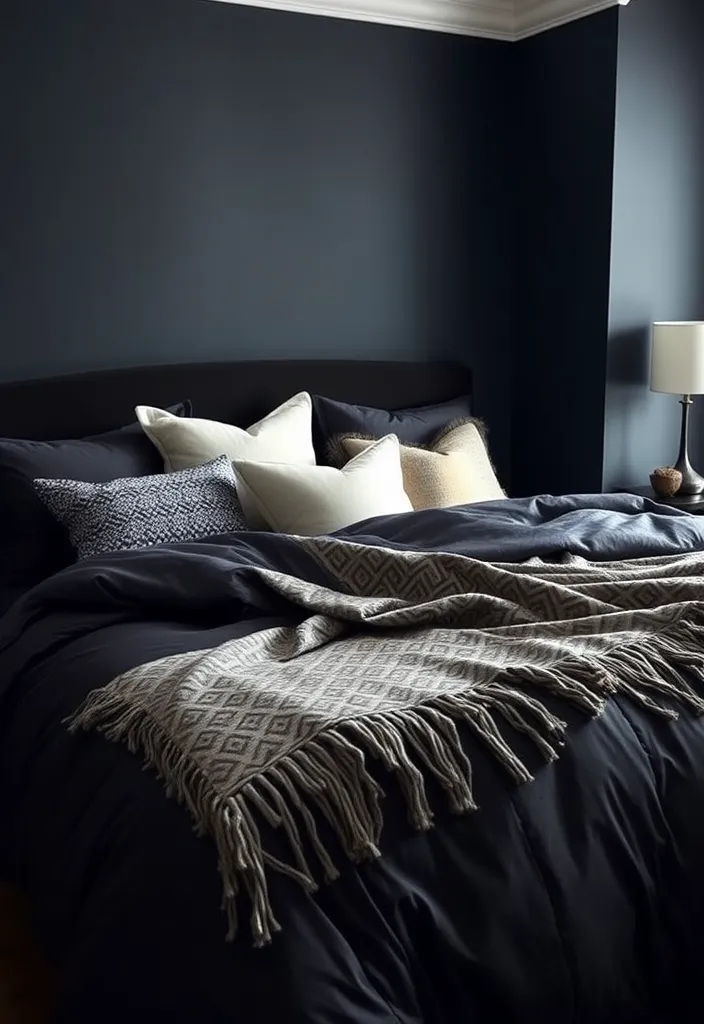 24 Dark Elegant Bedroom Ideas That'll Transform Your Space into a Luxurious Retreat! - 8. Layered Bedding for Comfort
