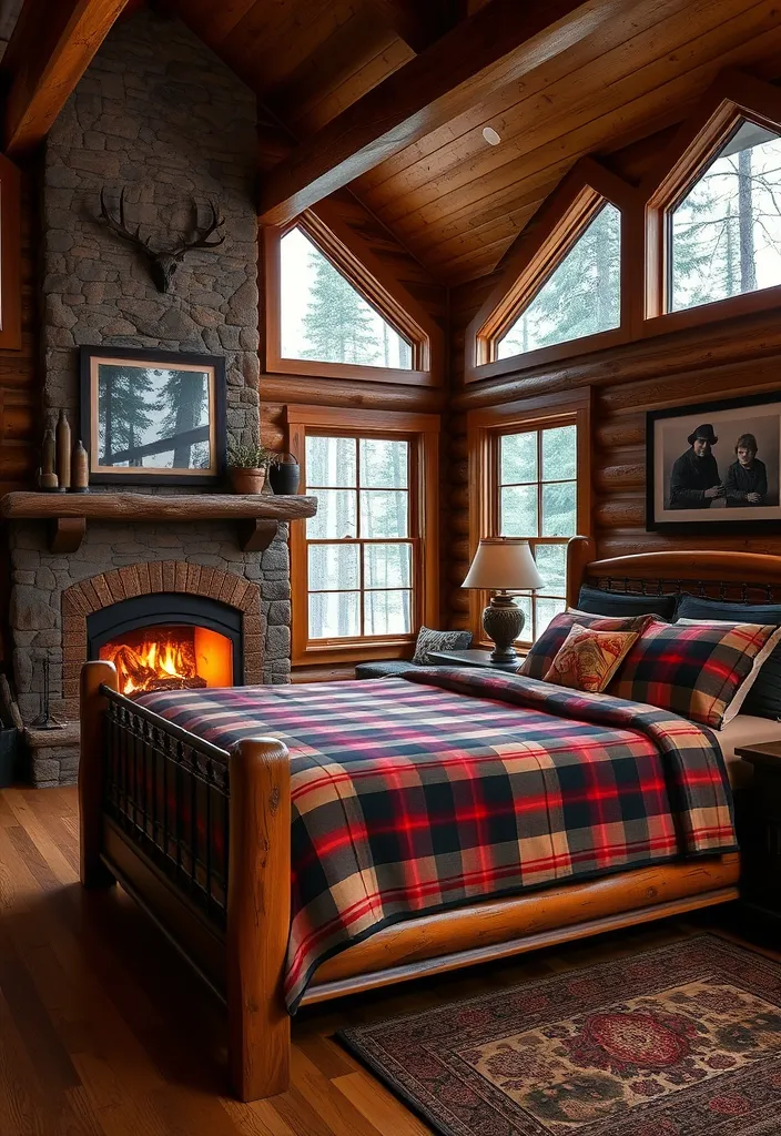 24 Dark Western Bedroom Ideas That’ll Make You Feel Like You’re in a Movie! - 1. Rustic Log Cabin Retreat