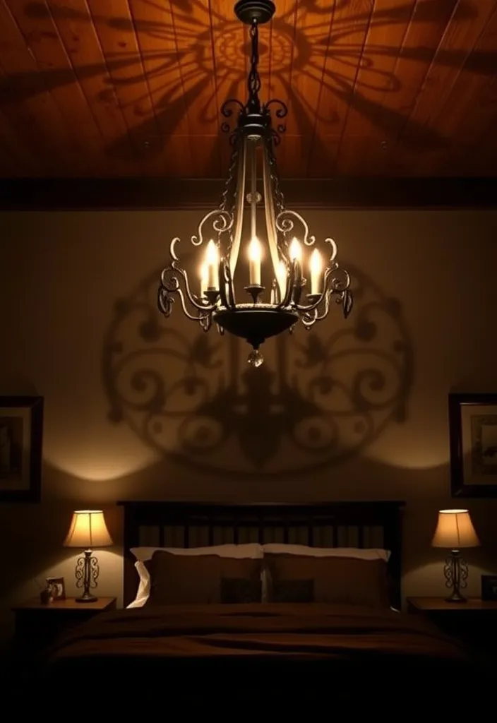24 Dark Western Bedroom Ideas That’ll Make You Feel Like You’re in a Movie! - 6. Statement Lighting