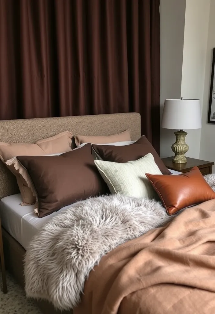 24 Dark Western Bedroom Ideas That’ll Make You Feel Like You’re in a Movie! - 7. Textured Fabrics