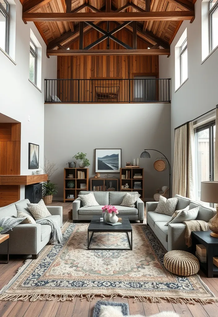 24 Double Height Living Room Ideas That'll Make You Want to Redecorate Immediately! - 21. Layered Textures