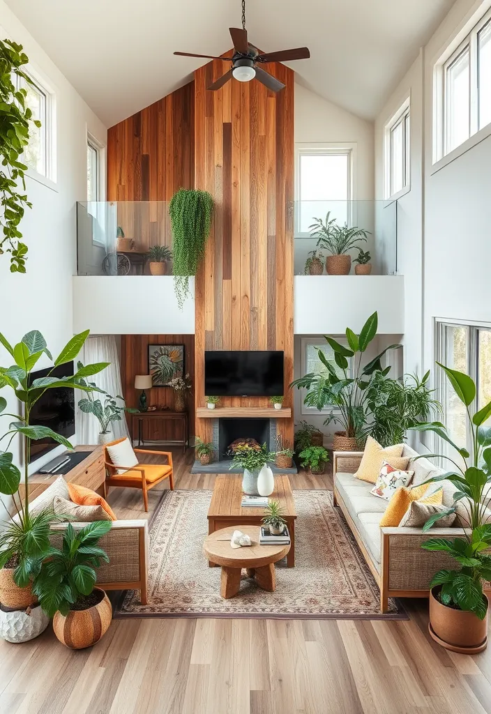 24 Double Height Living Room Ideas That'll Make You Want to Redecorate Immediately! - 23. Sustainable Design